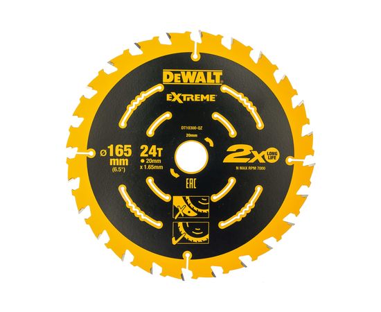 Диск пильный по дереву (165х20 мм; 24) DEWALT DT 10300 
