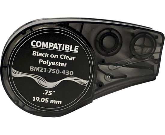 Лента для BMP21Plus Русмарк BM21-750-430 19.05мм/6.4м, полиэстер, черный на прозрачном RM110901 