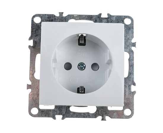 1-местная розетка STEKKER с заземлением, механизм, 250В, 16А, серия Эрна, белый PST16-9110-01 39317 