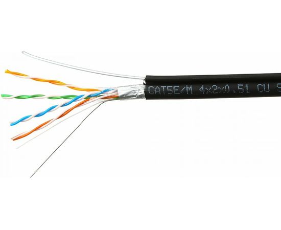 Кабель SkyNet Premium FTP outdoor 4x2x0,51 на тросу, медный, FLUKE TEST, кат.5e, однож., 305 м, CSP-FTP-4-CU-OUTR 