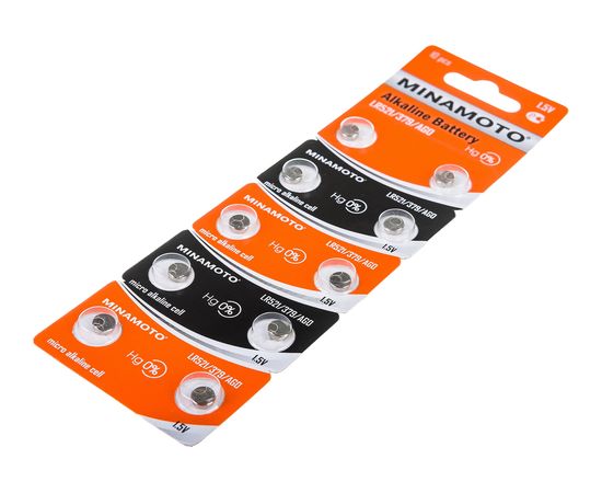Часовая батарейка Minamoto AG0 LR521, 10 card 55000 – изображение 2