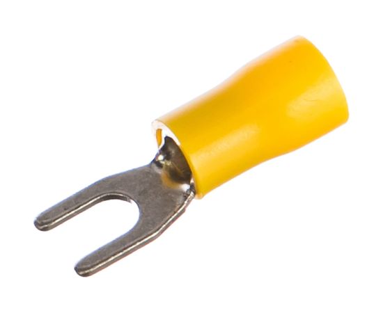 Изолированный наконечник для кабеля Светозар с вилкой желтый внутренний d 4,3 мм под болт 8мм провод 4-6 мм2 48 А 10 шт. 49420-60 – изображение 2