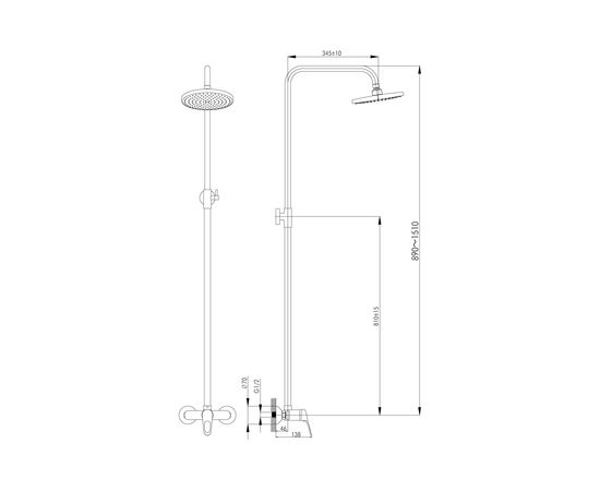 Смеситель для душа Rossinka с регулируемой высотой штанги и лейкой, Тропический дождь B35-44 – изображение 2