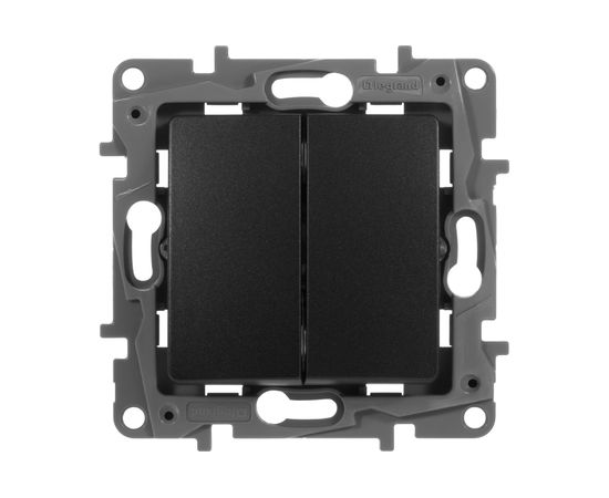 Механизм выключателя Legrand 2-клавишный СП Etika 10АX безвинтовые зажимы антрацит Leg 672602 – изображение 2