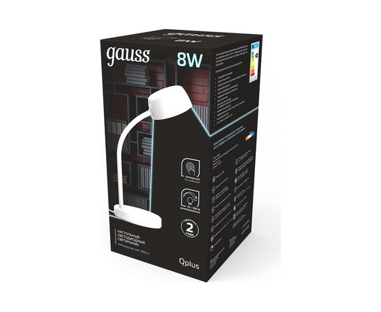 Настольный диммируемый светильник Gauss Qplus модель 8W 600lm 4000K 170-265V белый LED 1/8 GT6011 – изображение 2