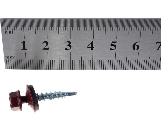 Кровельный саморез Госкреп 4,8х28 RAL 3005 красное вино 10 шт., подвес 2-0018930 – изображение 3