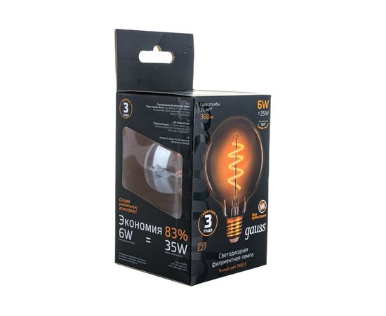 Лампа Gauss LED Filament G95 Flexible E27 6W Golden 360lm 2400К 105802007 – изображение 4