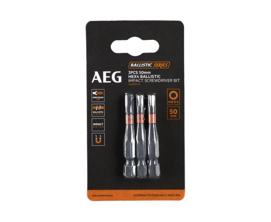 Биты ударные AAK503H4 (3 шт; HEX4; 50 мм) AEG 4932479192 