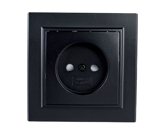 1-местная розетка STEKKER без заземления, PST10-9009-03, 10А, серия Эрна, черный 39477 