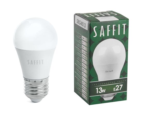 Светодиодная лампа SAFFIT SBG4513, G45 шар, 13W 230V E27 4000К, 1070Lm 55161 