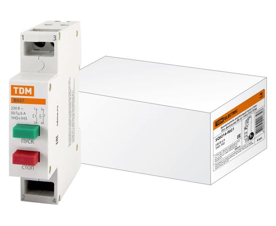 Кнопочный выключатель TDM пуск-стоп без фиксации ВК-47 1НО1НЗ SQ0214-0021 