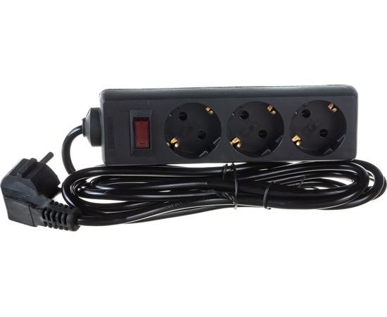 Сетевой фильтр ExeGate SP-3-3B 3 евро с заземлением 3м защита от перегрузки выключатель с подсветкой черный 221179 