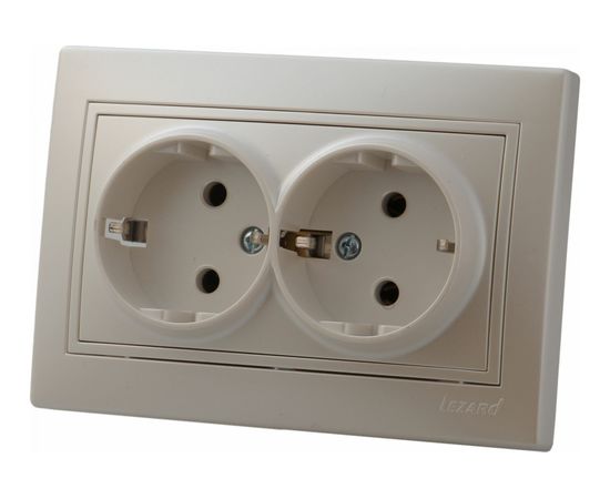 Розетка Lezard Мира х2 с заземлением керамика жемчужно-белый перламутр со вст. 701-3030-127 