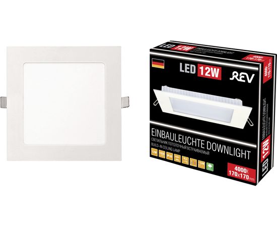 Светодиодная встраиваемая панель REV SuperSlim Quadro 12W, 4000К, квадрат, 170х170 28981 4 