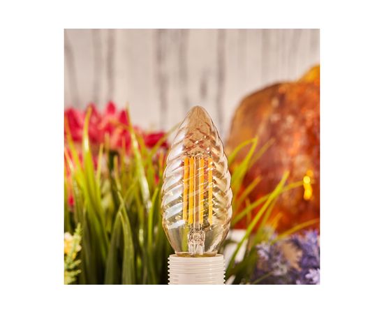 Филаментная лампа REXANT Витая свеча LCW35 9.5 Вт 2400K E14 золотистая колба 604-120 – изображение 2