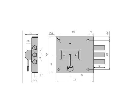 Накладной замок CERBER ЗНУ-П С1-П 114 полный комплект 2029 – изображение 2