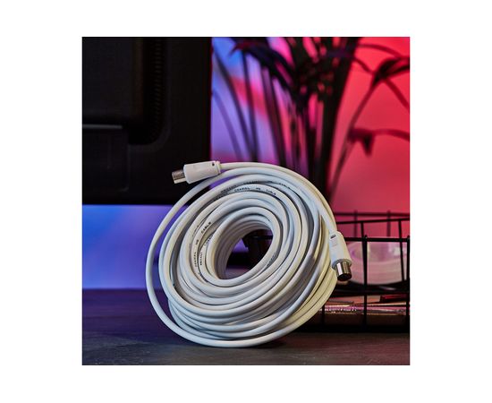 Шнур REXANT ТВ гнездо - ТВ штекер, длина 15 метров, белый 18-0008 – изображение 2