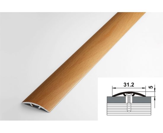 Порог прямой скрытый алюминиевый (31.2 мм; 0.9 м; декоративный; бук) Лука 00000001566 – изображение 2