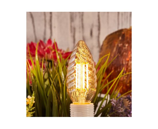 Филаментная лампа REXANT Витая свеча LCW35 9.5 Вт 2400K E14 золотистая колба 604-120 – изображение 3