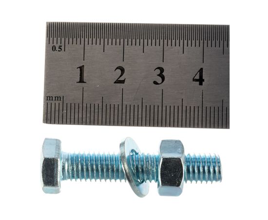 Болт Tech-Krep DIN933 с шестигранной головкой, оцинкованный М8х40 + гайка + шайба 4 шт - пакет 112723 – изображение 3