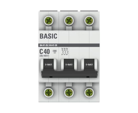 Автоматический трехполюсный выключатель EKF 40А С ВА47-29 4.5кА mcb4729-3-40C 3545580 – изображение 3
