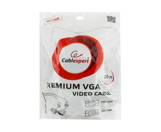 Кабель VGA Premium Cablexpert, 15M/15M, 20м, двойная экранировка, ферритовые кольца, пакет CC-PPVGA-20M – изображение 3