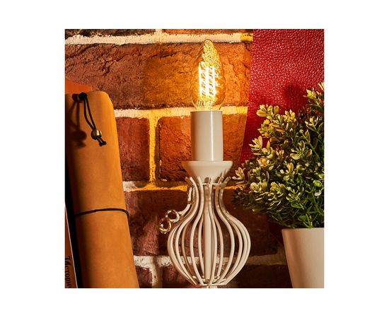 Филаментная лампа REXANT Витая свеча LCW35 9.5 Вт 2400K E14 золотистая колба 604-120 – изображение 4