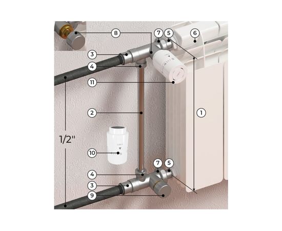 Радиплект GIBAX ТЕРМ для подключения радиатора с автоматическим поддержанием t-воздуха, 1/2""-3/4"" G0060 – изображение 8