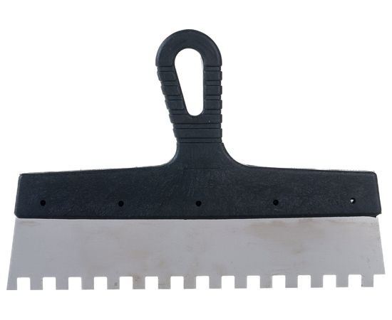 Шпатель из нержавеющей стали, 300 мм зуб 10х10 мм, пластмассовая ручка СИБРТЕХ 85501 