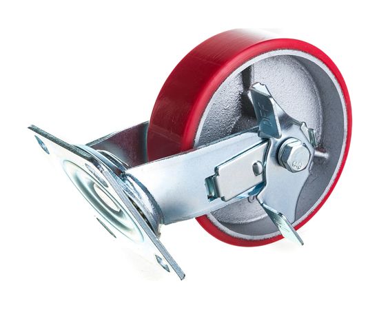 Большегрузное полиуретановое колесо поворотное с панелью и тормозом SCPB 63 (150 мм; 360 кг) А5 1000111 