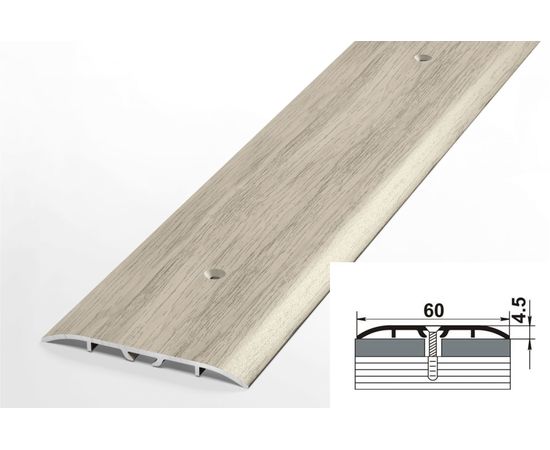 Порог прямой алюминиевый (60 мм; 0.9 м; декоративный; клен беленый) Лука УТ000012535 – изображение 2