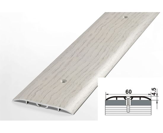 Порог прямой алюминиевый (60 мм; 0.9 м; декоративный; дуб Арктик) Лука УТ000012541 – изображение 2