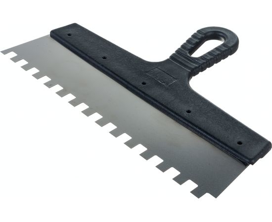 Шпатель из нержавеющей стали, 300 мм зуб 10х10 мм, пластмассовая ручка СИБРТЕХ 85501 – изображение 2