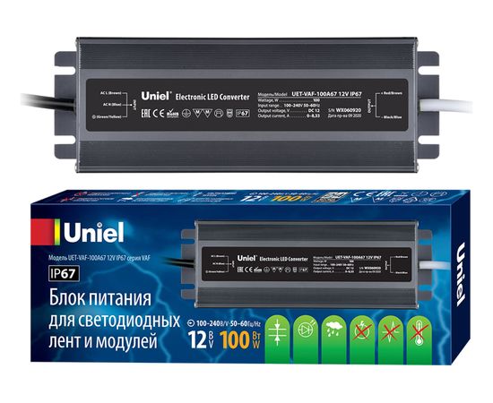 Блок питания Uniel 100A67 12V IP67 UET-VAF UL-00007576 – изображение 2