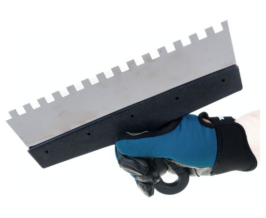 Шпатель из нержавеющей стали, 300 мм зуб 10х10 мм, пластмассовая ручка СИБРТЕХ 85501 – изображение 3