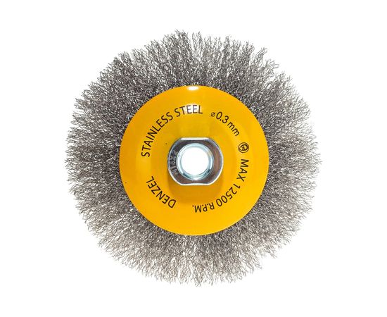 Щетка Тарелка (125 мм; М14; витая нержавеющая проволока 0.3 мм) для УШМ DENZEL 746163 – изображение 3