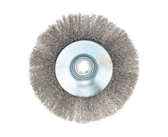 Щетка Тарелка (125 мм; М14; витая нержавеющая проволока 0.3 мм) для УШМ DENZEL 746163 – изображение 4