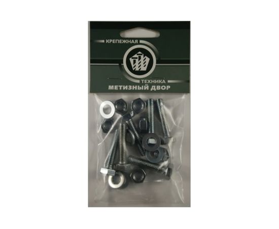 Пакет болт с гайкой и шайбой Метизный двор цинк м6х20мм 12 шт. 4607173901705 – изображение 4