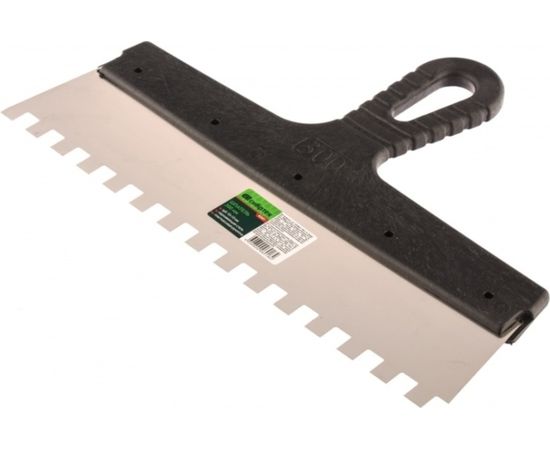 Шпатель из нержавеющей стали, 300 мм зуб 10х10 мм, пластмассовая ручка СИБРТЕХ 85501 – изображение 5