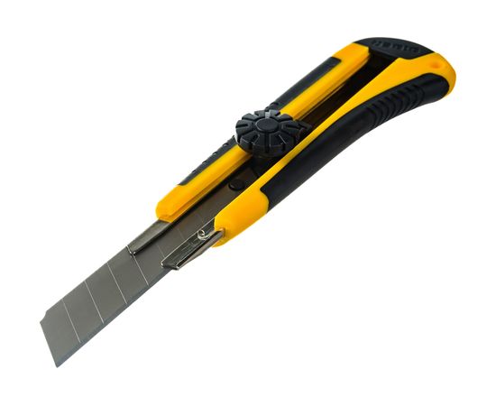 Строительный нож Biber 50117 усиленный, обрезиненный корпус, с круглым фиксатором тов-202804 – изображение 6