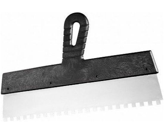 Шпатель из нержавеющей стали, 300 мм зуб 10х10 мм, пластмассовая ручка СИБРТЕХ 85501 – изображение 7