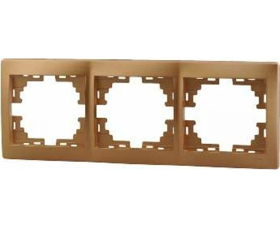 Рамка Lezard, MIRA, 3-ая, горизонтальная, б/вст, золотой металлик, 701-1300-148 