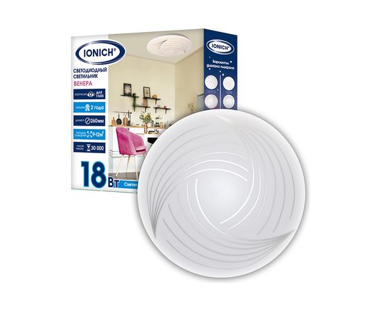 Светодиодный декоративный светильник IONICH Венера серия 2218, 18 Вт 1260 Лм 230 В 6500 К 260 мм IP20 1691 