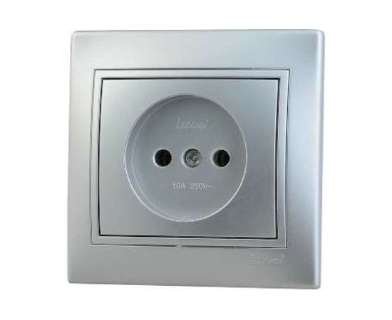 Розетка Lezard MIRA без заземления, керамика, со вставкой, металлик серый 701-1010-121 