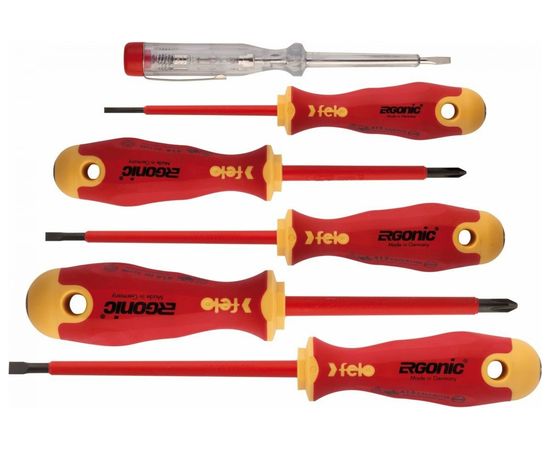 Набор диэлектрических отверток Felo Ergonic с тестером напряжения 6 шт 41396398 