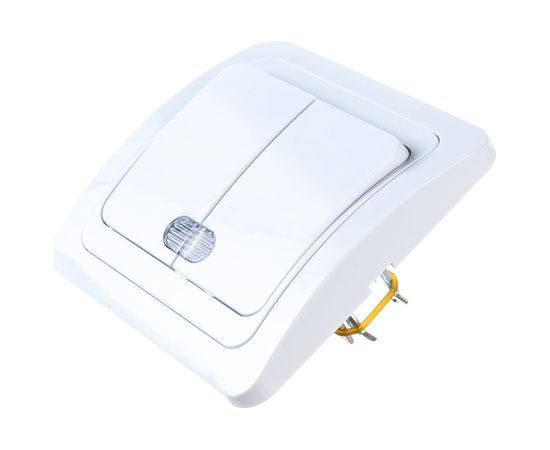 2 клавишный выключатель Econ Мимоза с подсветкой 10А белый 2113 