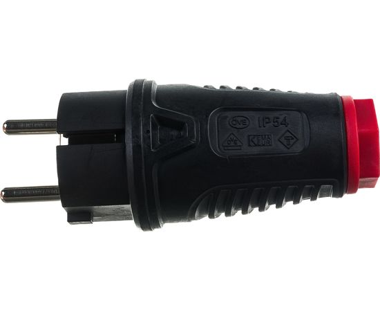 Кабельная вилка PCE 16A 220V 2P+E IP54 корпус черный, маркер красный 0511-sr – изображение 2
