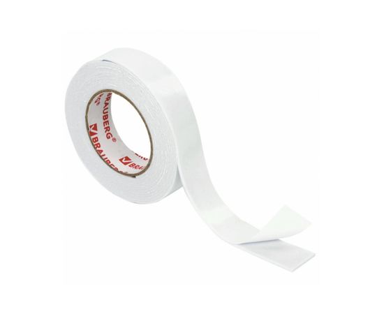 Клейкая двухсторонняя лента BRAUBERG 15 мм х 2 м, на вспененной основе, 1 мм, прочная 606418 – изображение 2