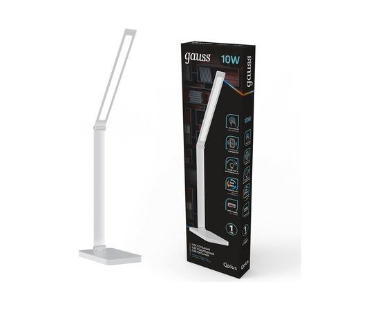 Настольный диммируемый светильник Gauss Qplus модель GTL501 10W 600lm 3000-6000K 170-265V белый Qi USB LED GT5011 – изображение 2