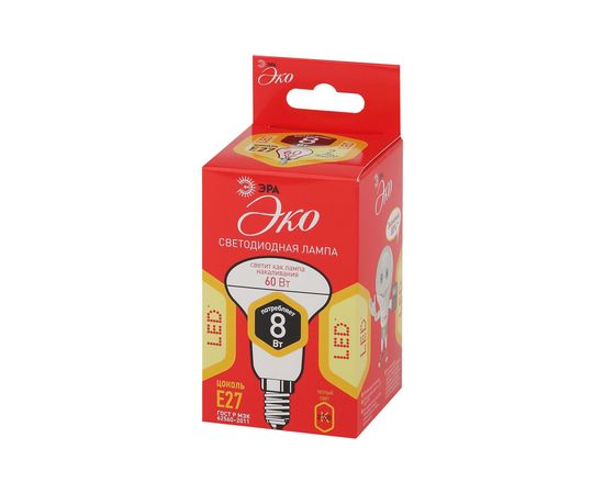Светодиодная лампа ЭРА ECO LED R638W827E27 рефлектор, 8 Вт, теплый, E27, 10/50/1500 Б0050300 – изображение 2